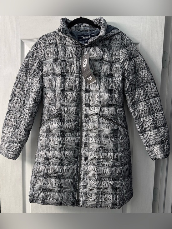 Lands' End Jackets & Blazers - Lands' End Black and White Quilted Hooded 700 Fill Down Puffer Jacket